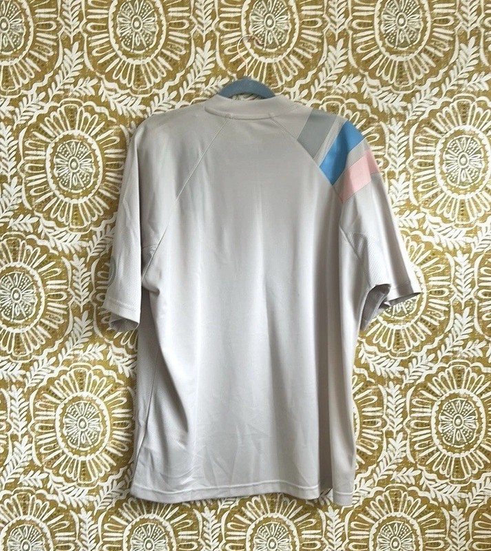 NWT KITH x Adidas Miami Flamingos Soccer Jersey Navy/Tan/Pink Sz L RARE gallery