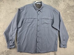 Wrangler Blue Roll-Tab Button-Up Shirt Poly Nylon Mens Outdoor Fishing Hiking XL