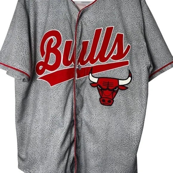 NBA Chicago Bulls Men's Baseball Jersey #66 Gray Red White L gallery