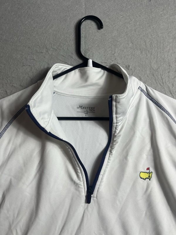 Masters Tech Quarter Zip Pullover White Augusta National Logo Golf Large L Mens gallery