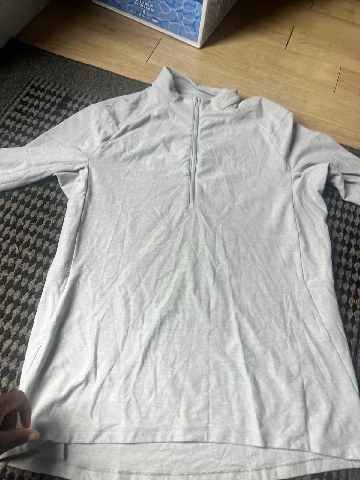 Lululemon Men's 1/4 Zip Mock Neck Long Sleeve Pullover Gray Polyester L gallery