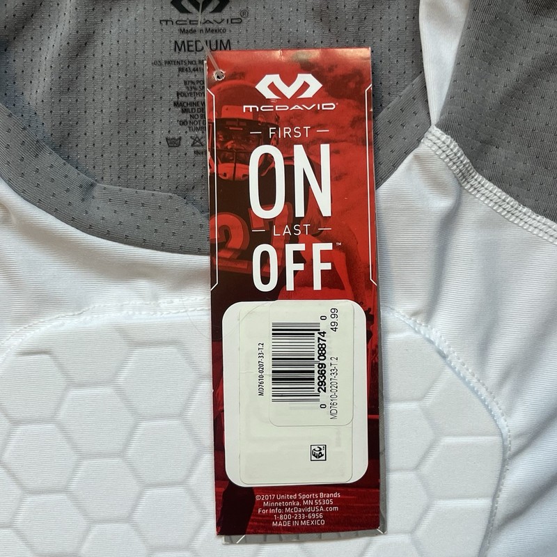 NWT McDavid 7610 Men’s Hexpad Hex Sternum Shirt Sz Medium White Grey gallery