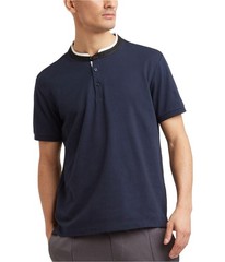 Kenneth Cole Mens Knit Henley Shirt, Blue, Small