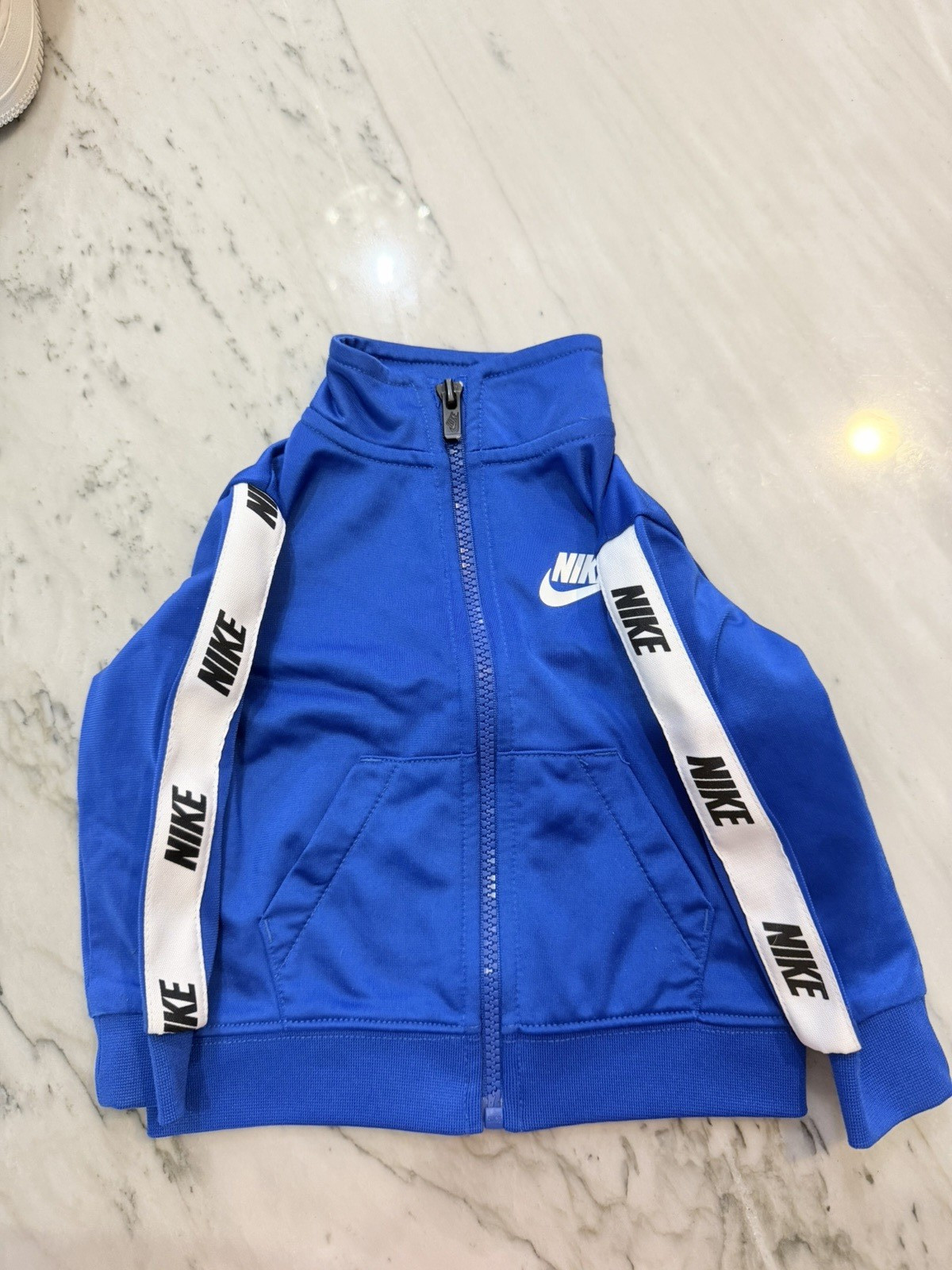 Nike Men’s Blue Full Zip Track Jacket Stand Collar Logo Long Sleeve 12M gallery