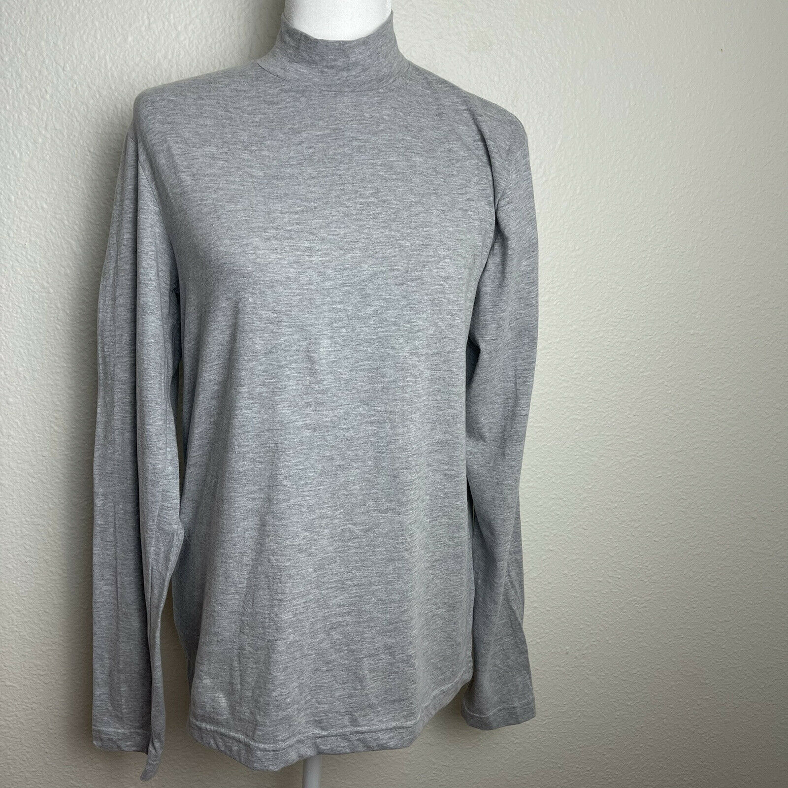 American Apparel Fine Jersey Turtleneck Gray Long Sleeve Men's Sz Small gallery
