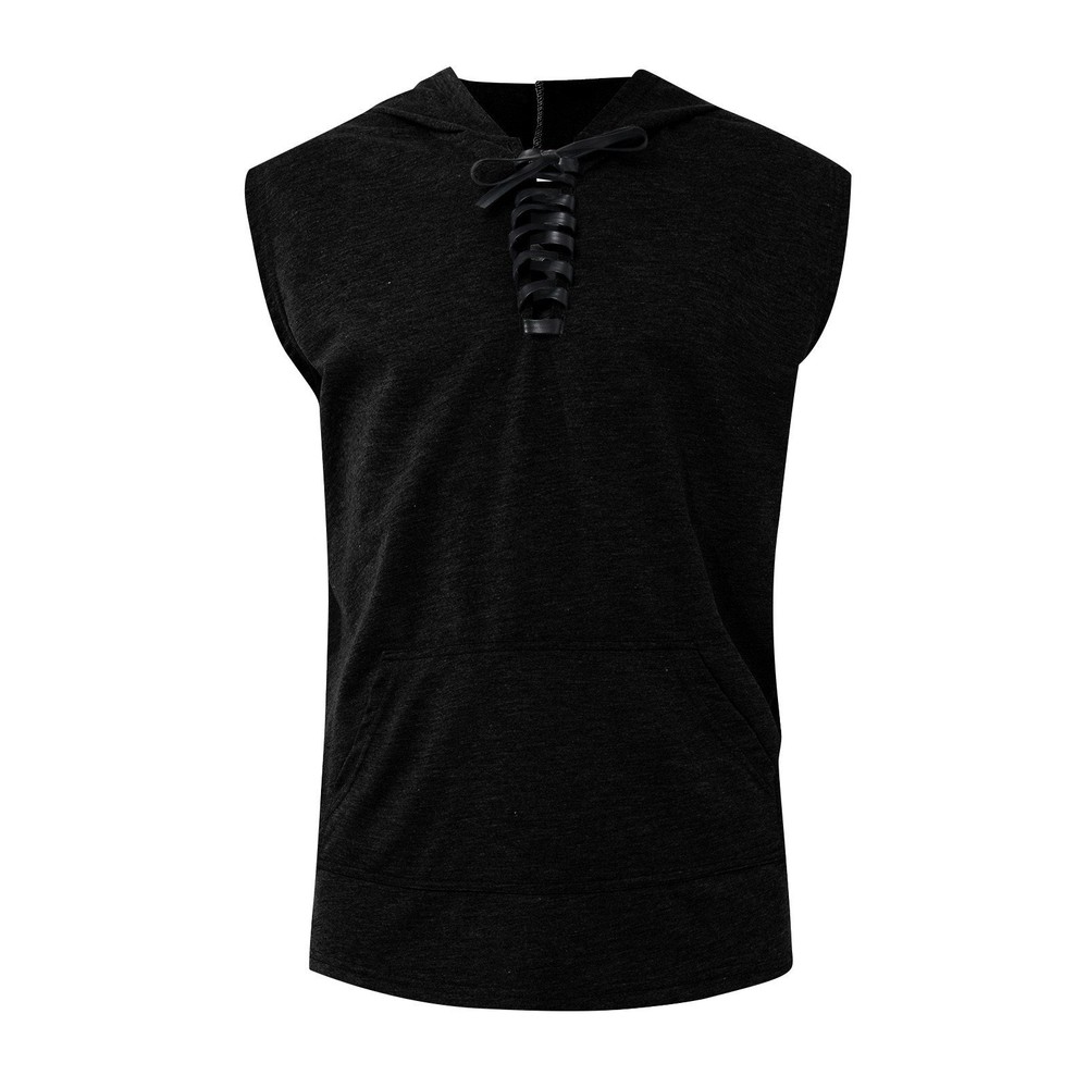 Men's Sleeveless Hoodie Hooded Workout Gym Training Running Sport Vest Tank Top