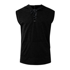 Men’s Sleeveless Hoodie Hooded Workout Gym Training Running Sport Vest Tank Top
