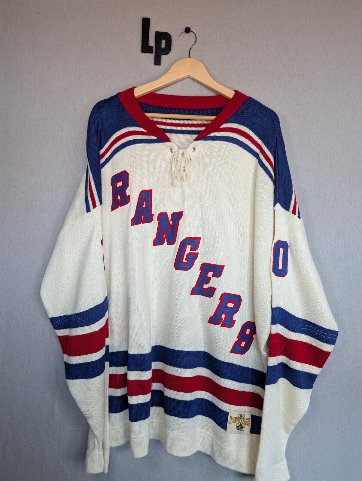 Vintage New York Rangers NHL Heritage Knit Hockey Jersey 10 White 4XL Rare gallery