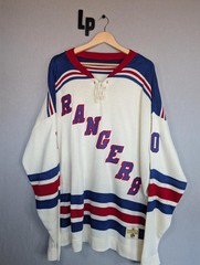 Vintage New York Rangers NHL Heritage Knit Hockey Jersey 10 White 4XL Rare