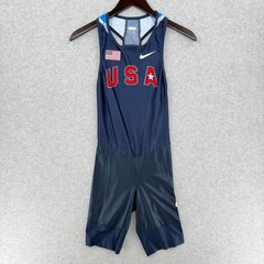 Nike 2010 USA Track & Field Body Suit Mens Small Navy Speed Suit Running Singlet