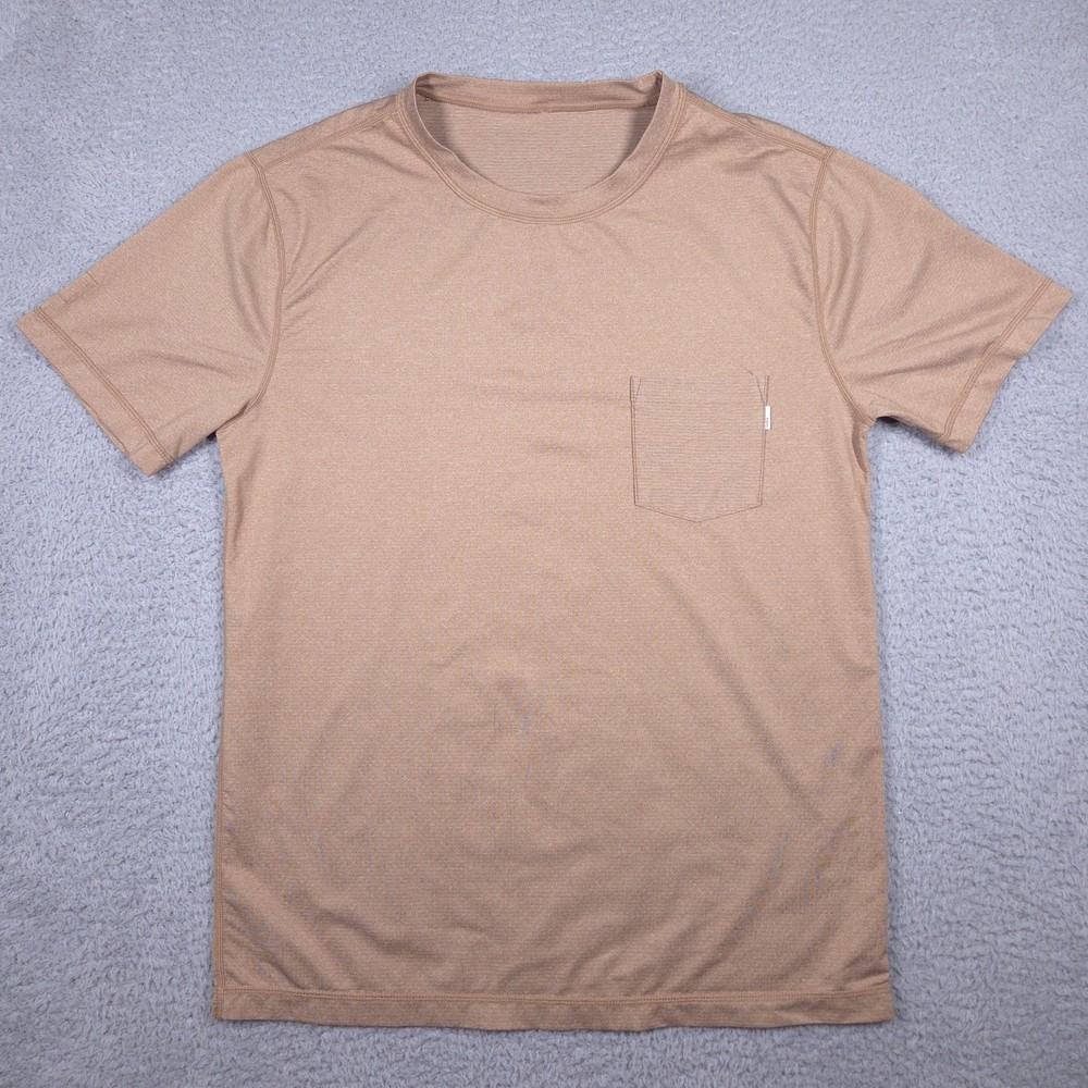 Vuori Tradewind Performance Tee Men’s S Tan Pocket T-Shirt Crew Neck Athletic
