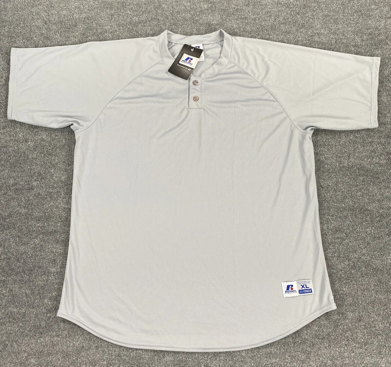 Russell Athletic Mens Two Button Placket Baseball Practice Jersey Grey Size XL gallery