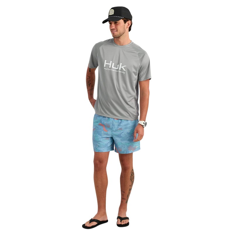 Huk Pursuit Short Sleeve Crew Men's Tech Shirt, Sharkskin, Small gallery