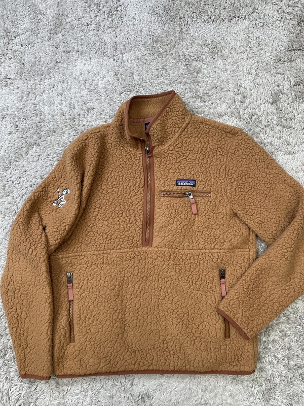 Patagonia Fleece Pullover Mens Small Bear Brown Retro Pile 1/4 Zip Sherpa 22835 gallery