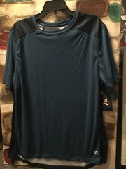 NEW Energy Zone Mens Sz L Blue Black Athletic Shirt Loose Fit Cool Dry Workout