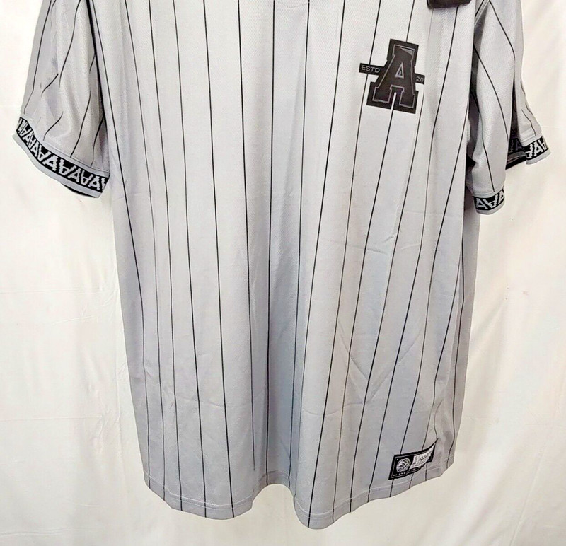 Alphalete Varsity Baseball Jersey T Shirt 15 XL Gray Pin Striped NFL New Graphic gallery