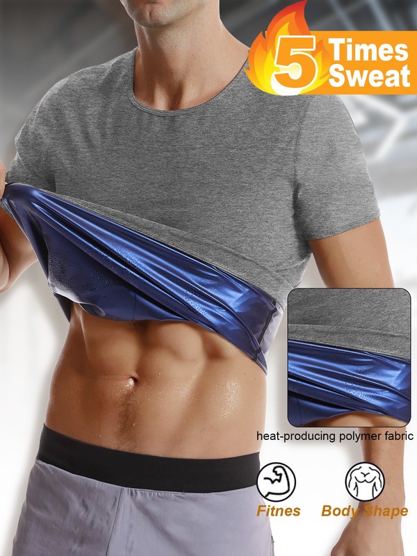 Sauna Sweat Suits Shirt Waist Trainer for Men Sweat Enhancer Short Sleeve Top gallery