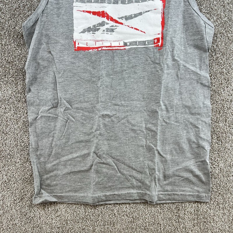 NWT Reebok Men's Regular Fit Small Sleeveless Graphic Shirt Gray Pullover gallery