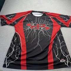 3XL Black Red Lightning Dye Sports Jersey Athletic Tee