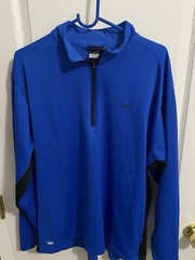 Nike Dri Fit 1/4 Zip Mens XL Blue Pullover Swish Hidden Zip Pocket “READ”