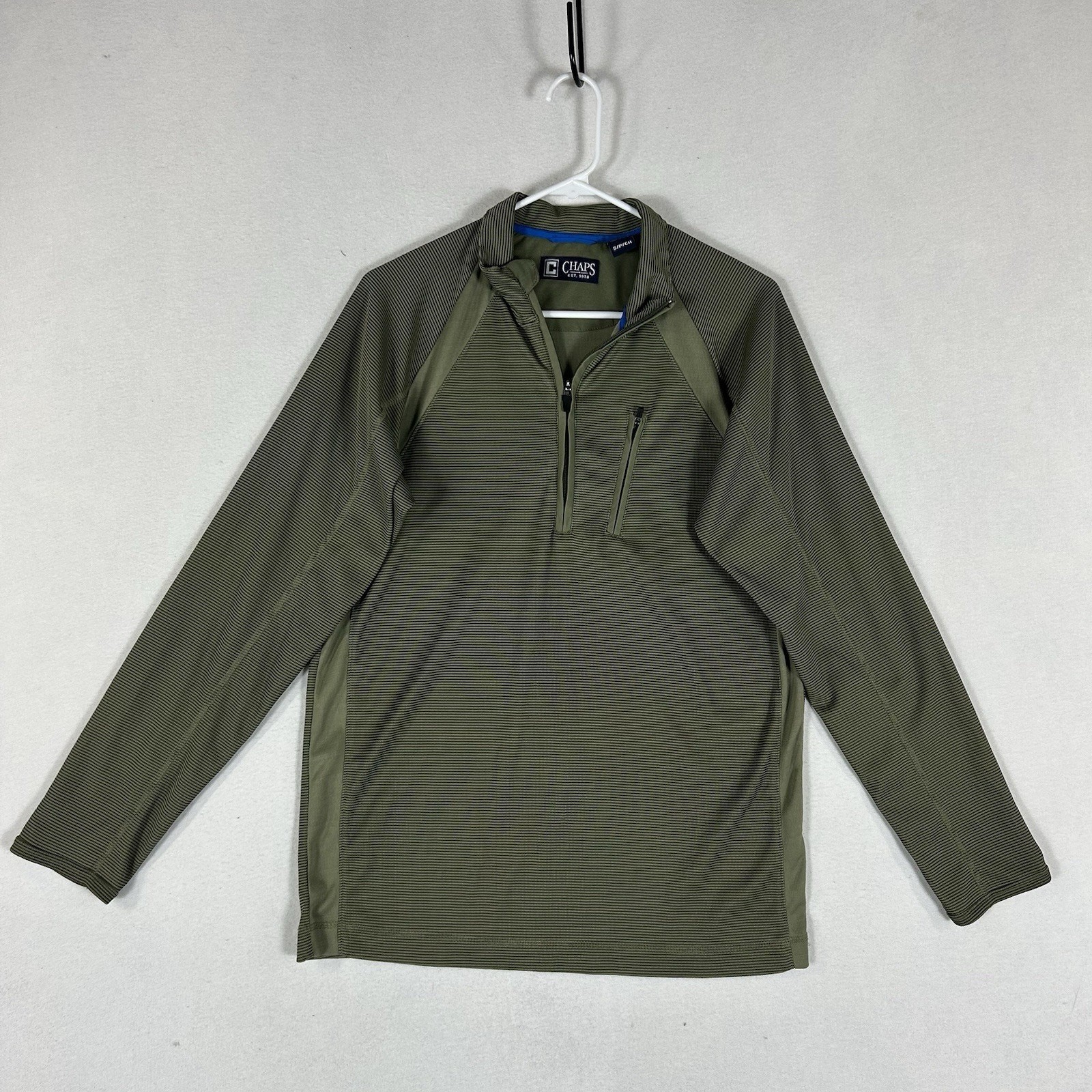 Chaps 1/4 Zip Pullover Sweatshirt Mens Small Green Long Sleeve Casual Top Pocket gallery