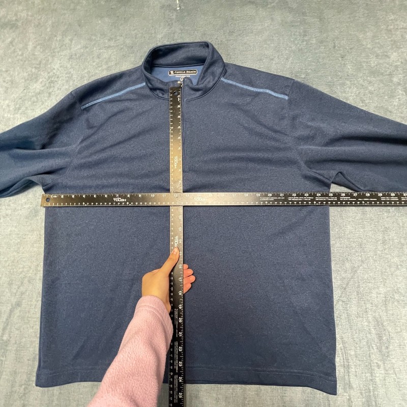 Pebble Beach Top Mens Large Blue Performance Golf Mock Neck Quarter Zip Athletic gallery