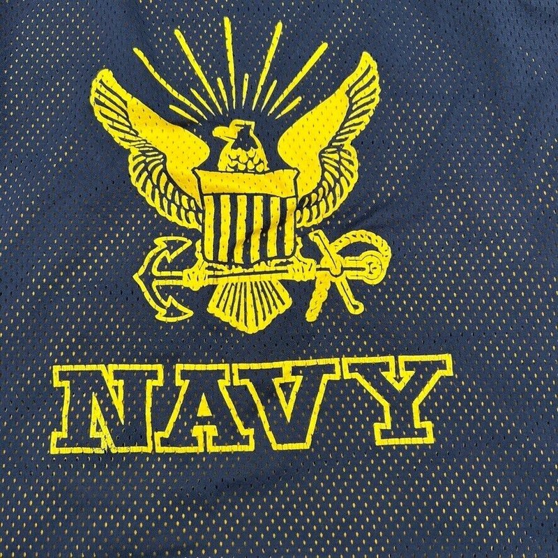 US Navy Tank Jersey Under Armour Small White Yellow Sleeveless Military gallery