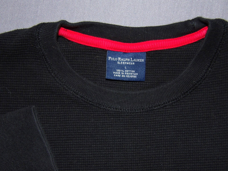 Polo Ralph Lauren Long Sleeved Black Waffle Knit Thermal Shirt Men's Large gallery