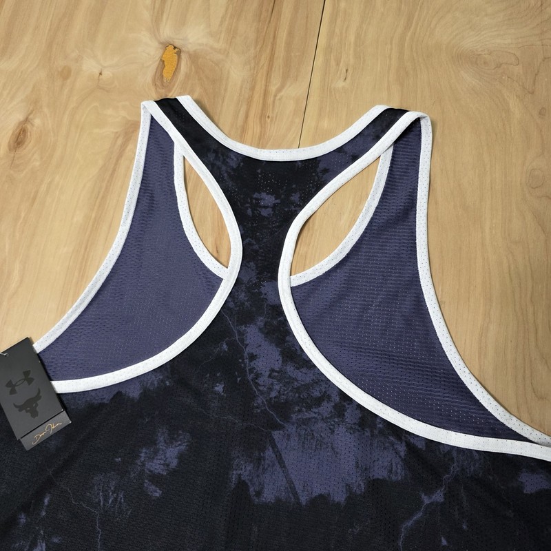 Under Armour Project Rock Mesh Printed Tank Black/Steel/White Men Sz XL gallery