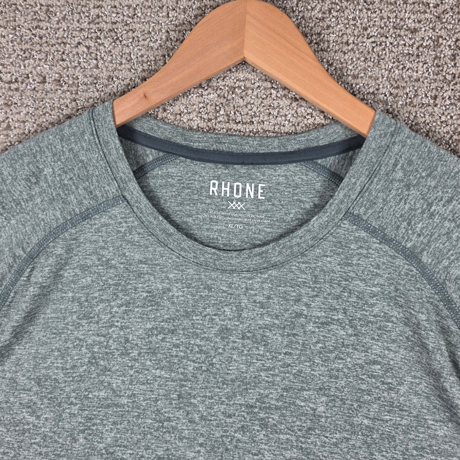 Rhone Mens Atmosphere Tee Short Sleeve Training T-Shirt XL Green Heather Active gallery