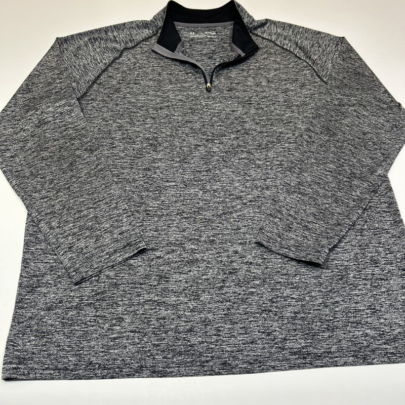 Under Armour Quarter Zip Men’s XL HeatGear Gray Black Athletic Pullover gallery
