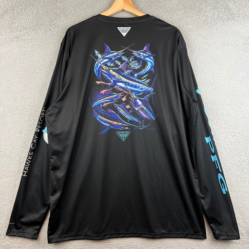 NWT Columbia PFG Terminal Tackle Carey Chen Fishing Shirt Mens XL Black UPF 50 gallery