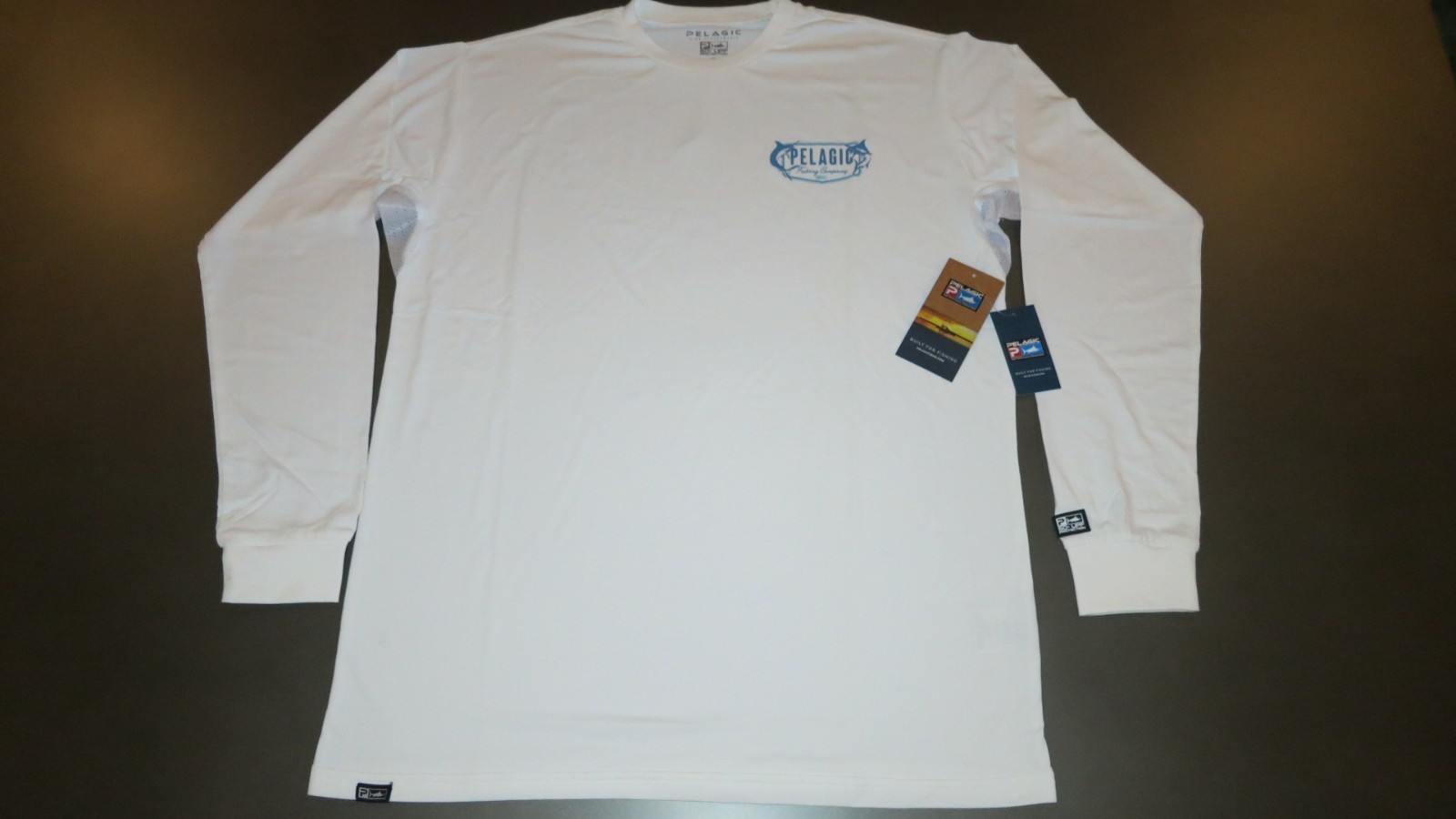 PELAGIC Aqua Tek Long Sleeve Men's Small S Twin Beaks White $60 gallery