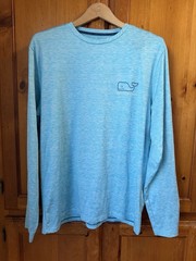 Vineyard Vines Long Sleeve Performance Fishing Shirt Harbor Men’s M Blue Active