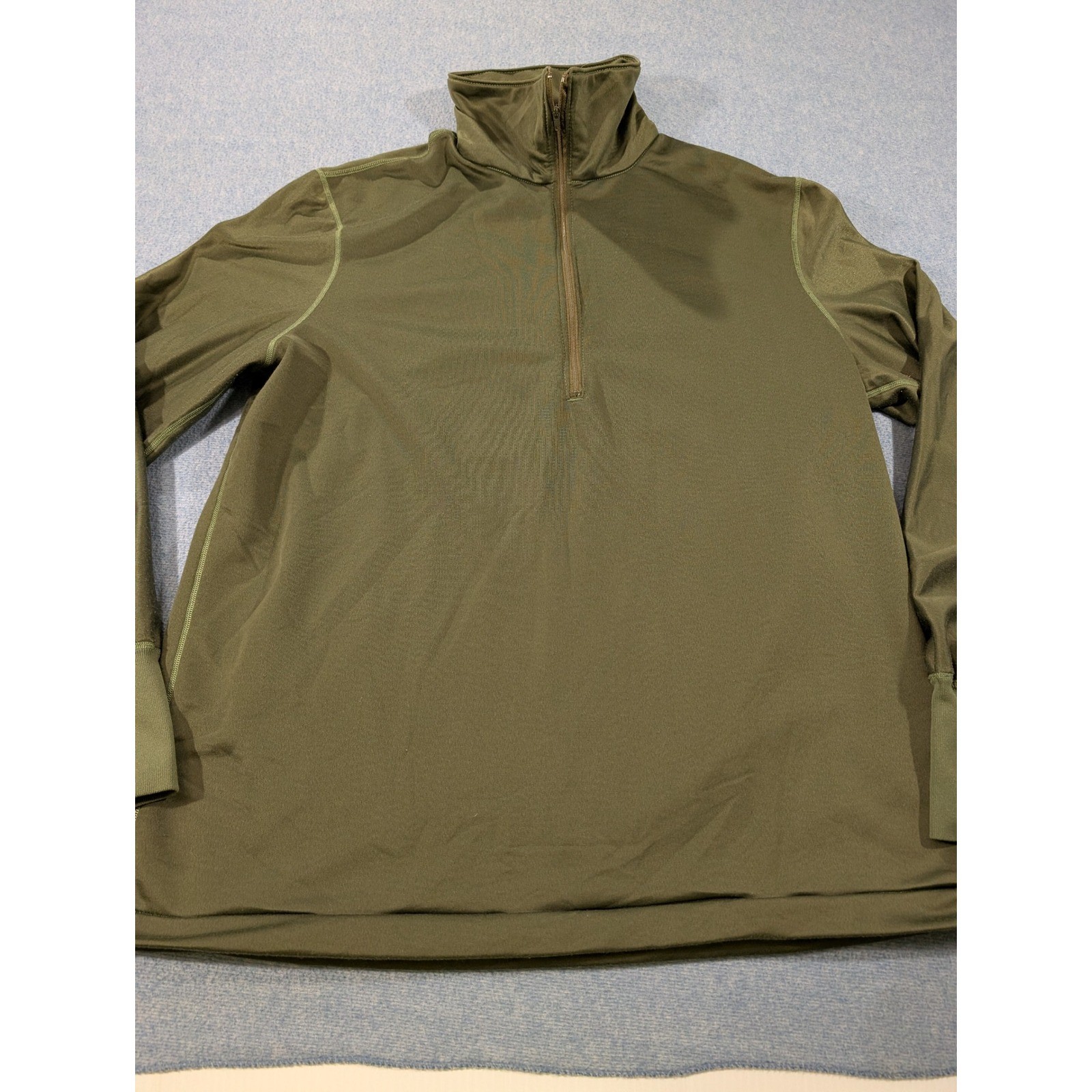 US Military Sleeping Shirt Heat Retentive 1/4 Zip Thermal Top Olive Green Large gallery