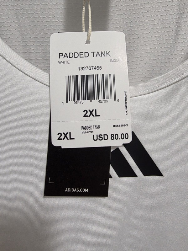 Adidas MENS SIZE 2XL Aeroready White Padded Basketball Tank IM3593 gallery