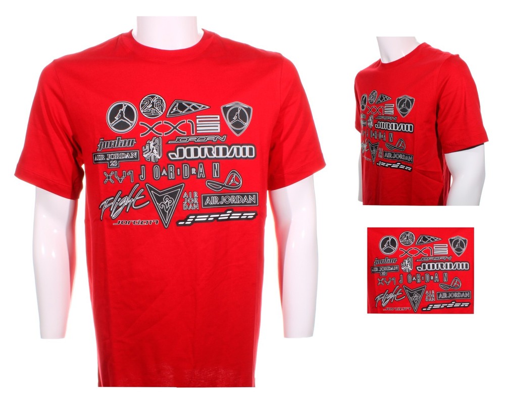Nike Men's Air Jordan Graphic "Rep 20 Logos" T-Shirt Red - Black Size "XL" NWT
