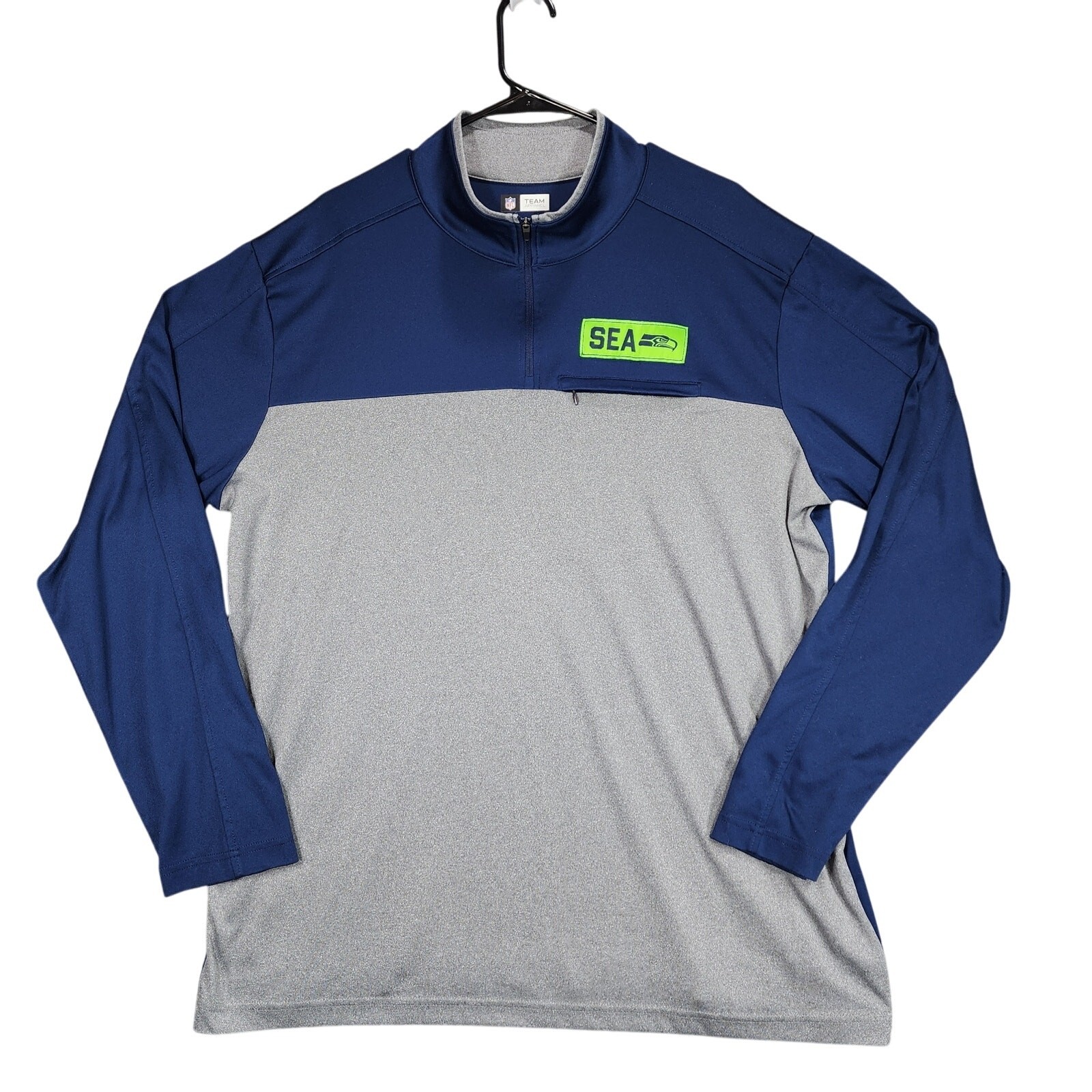 Seattle Seahawks 1/4 Zip Pullover 2XL Men NFL Navy Blue Lime Green Football LOGO gallery