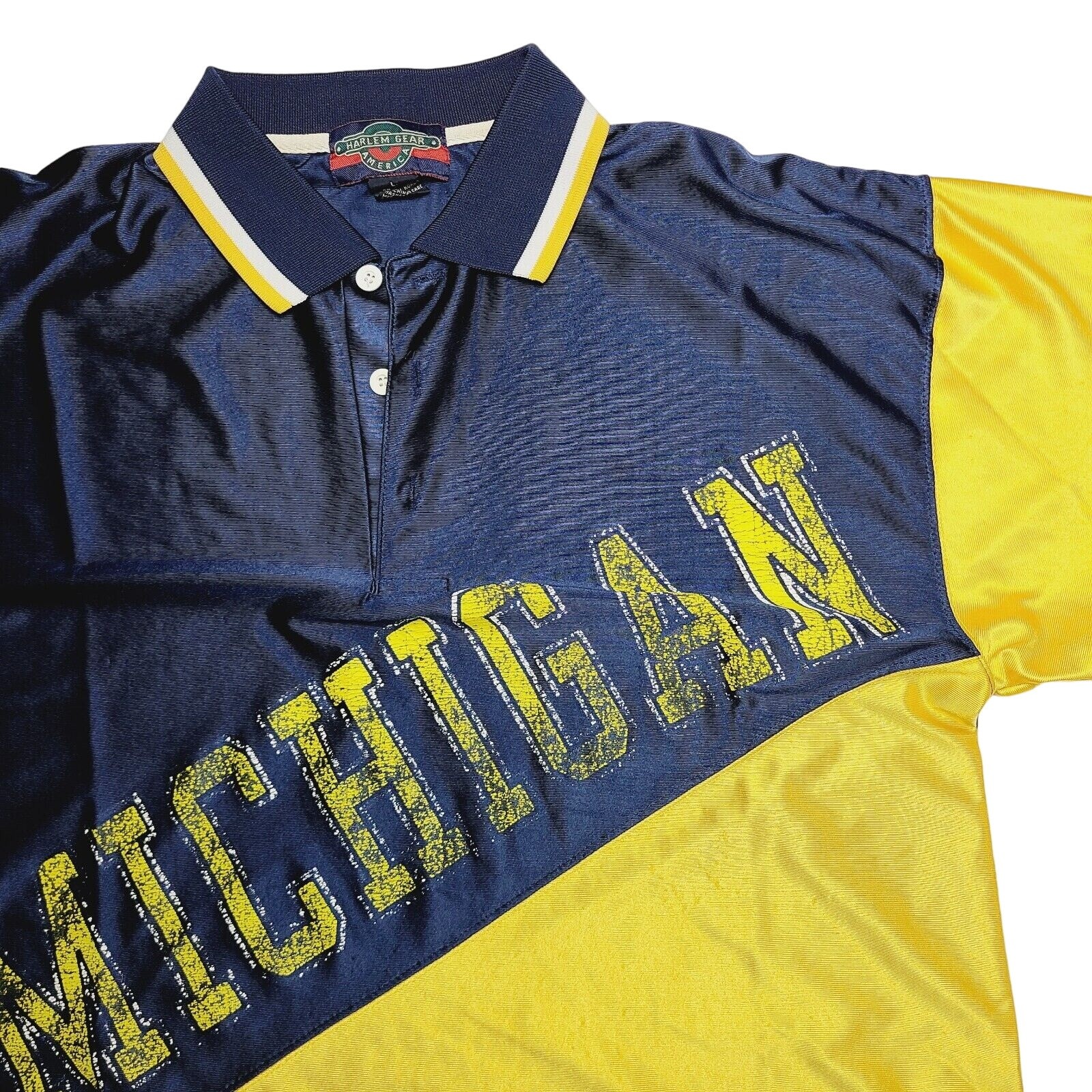 Vintage Harlem Gear Michigan Wolverines Men's Size Large Jersey Warm Up Shirt gallery