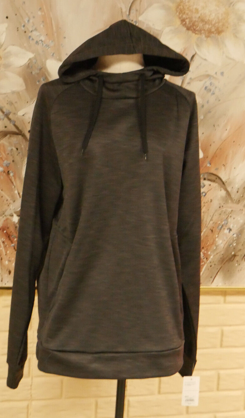 NWT TEK GEAR ACTIVEWEAR PERFORMANCE FLEECE HOODED PULLOVER SZ LARGE DARK GRAY gallery