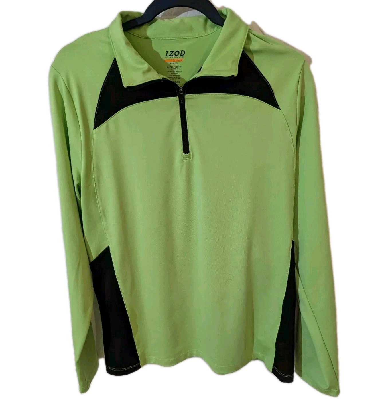 IZOD Perform X Cool FX Quarter Zip Long Sleeve Men's XL Lime Green Sport gallery