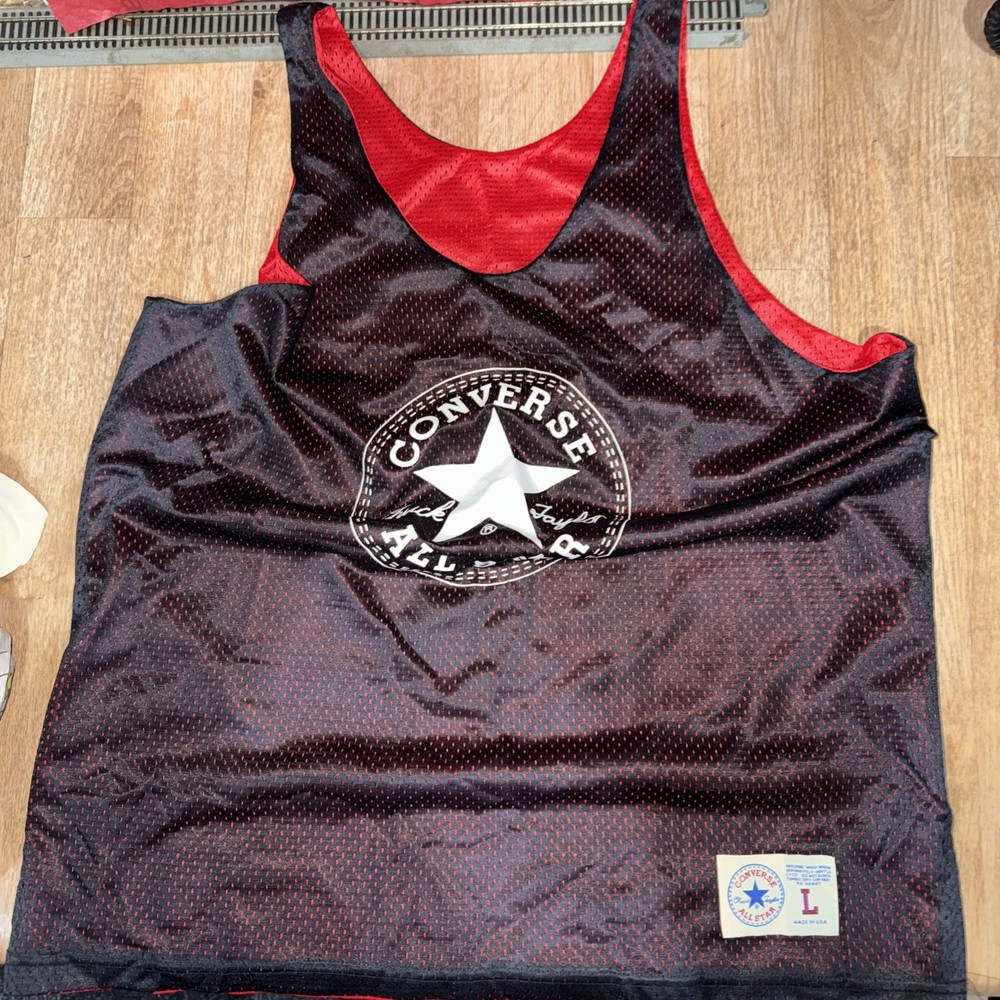 Converse Men’s Black/Red Tank Top Vest Size Large Sleeveless