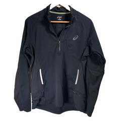 Asics Trail Running Top Medium 1/4 Zip Long Sleeve Mens Black Motion Protect