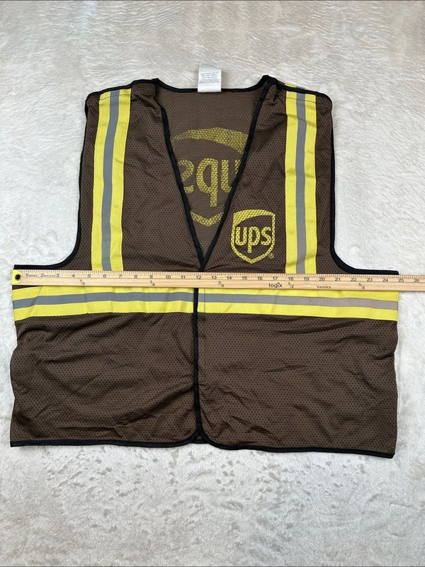 UPS Size M / L Brown High-Visibility Safety Tank Vest Reflective Stripes | Work gallery