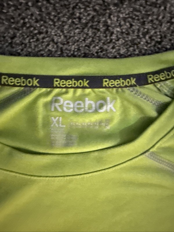 Reebok Performance Play Dry Tee T-shirt Fluorescent Green Men XL Reflective Trim gallery