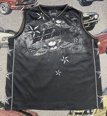 Vintage Y2K No Fear Mens Jersey Size 2XL Black Tank Top Skulls Grunge Skate