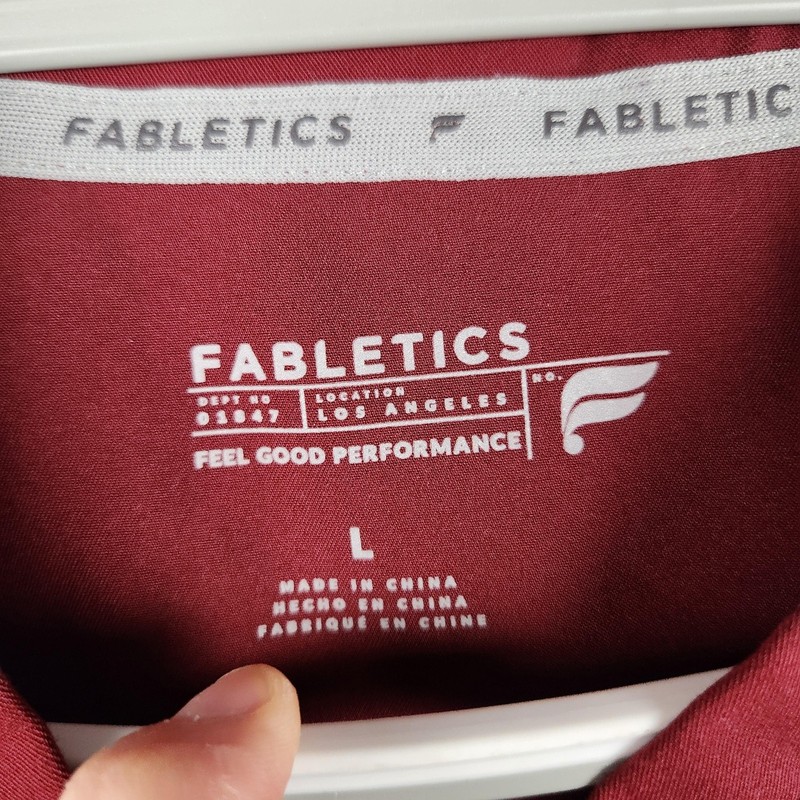 Fabletics Shirt Mens Large Red Feel Good Performance Pocket Work Gym Scrub Top gallery