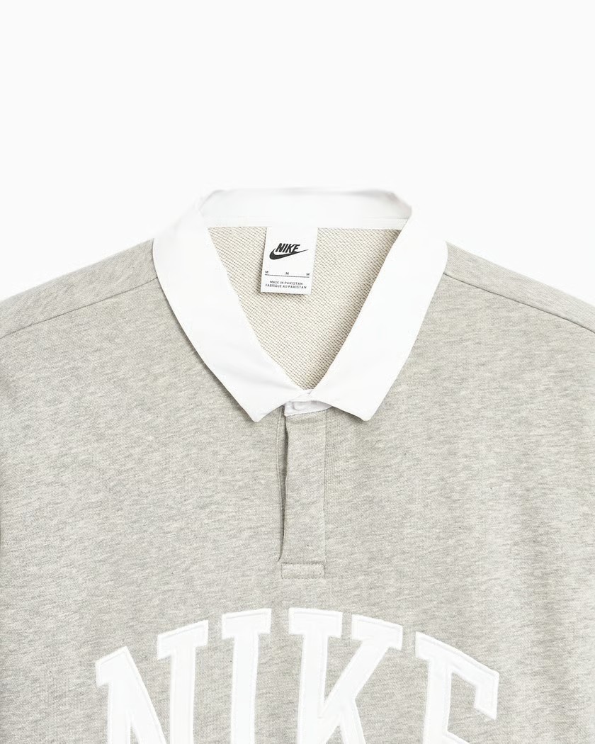 New Nike Club Fleece Long Sleeve Rugby Polo Shirt Men’s Sz M / L / XL FN3112-063 gallery