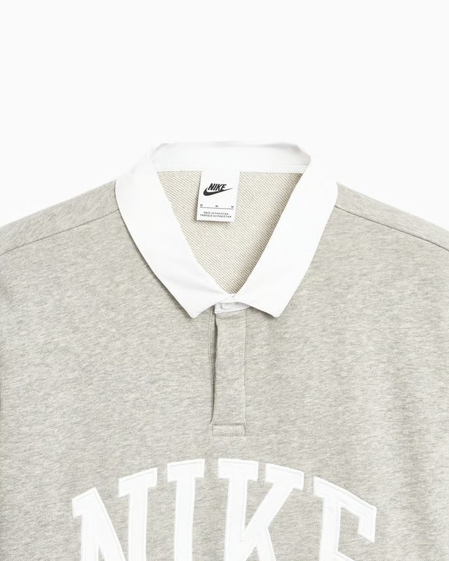New Nike Club Fleece Long Sleeve Rugby Polo Shirt Men’s Sz M / L / XL FN3112-063 gallery