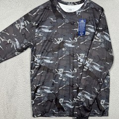 NEW AFTCO Shirt Mens Medium Grey Camo Performance Fishing Outdoor Long Sleeve